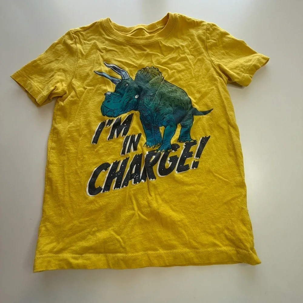 Carter's Yellow Tee with Blue Dinosaur Graphic